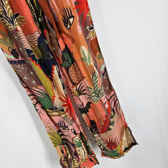 Farm Rio Mystic City Pajama Pants Multicolor Relaxed Fit Wide Leg Pull On Sz XS - Picture 8 of 8